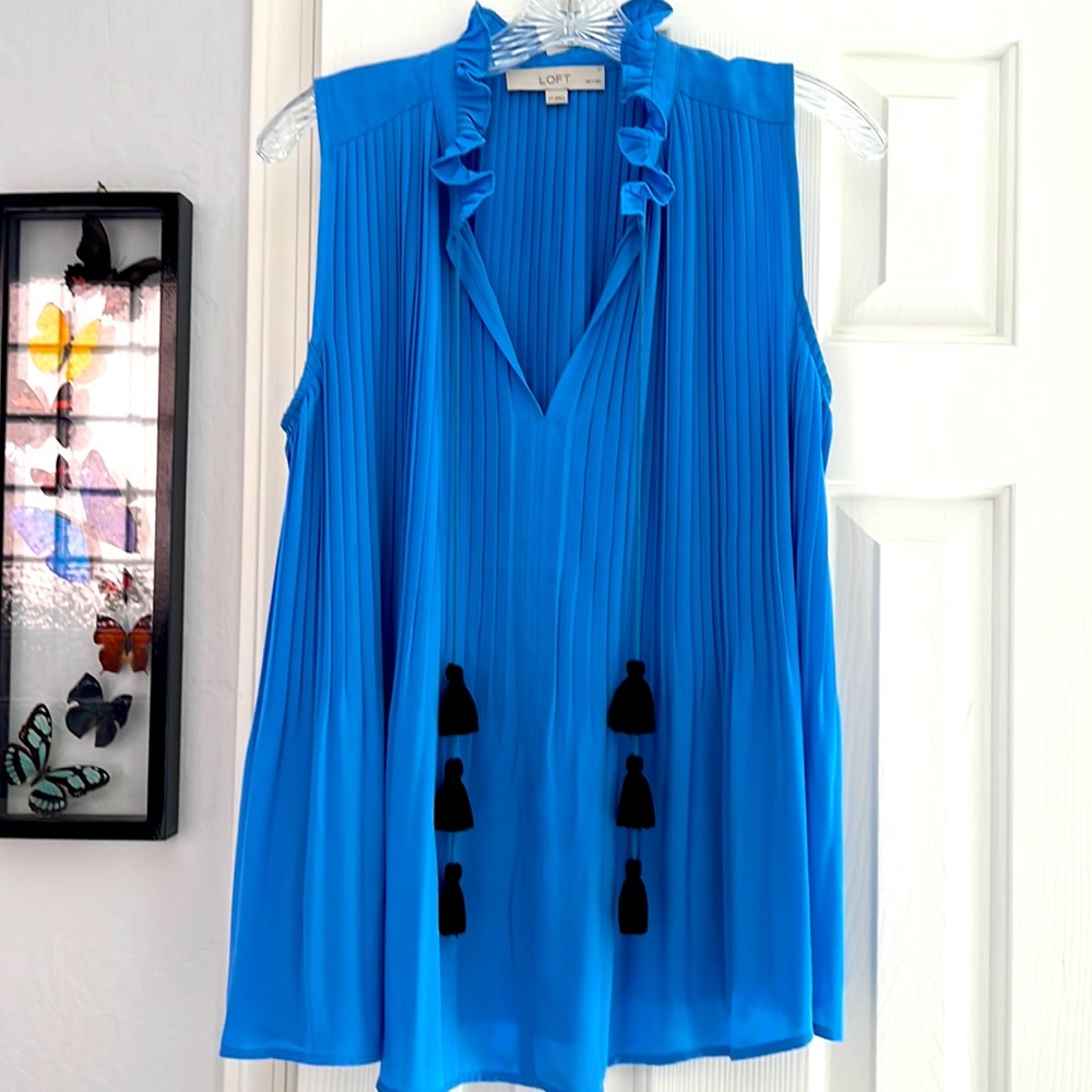 Gorgeous! 😍 New LOFT Ruffle neck Pleated Tassle Tank Top